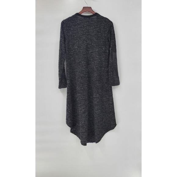 Red 23 Longline Cardigan Sweater Leather Sleeve Contrast Black Made USA Women M - Picture 6 of 16